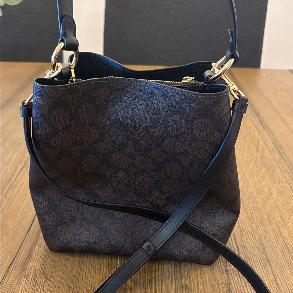 Coach Dark Brown Shoulder Bag with Gold Accents - Picture 3 of 8